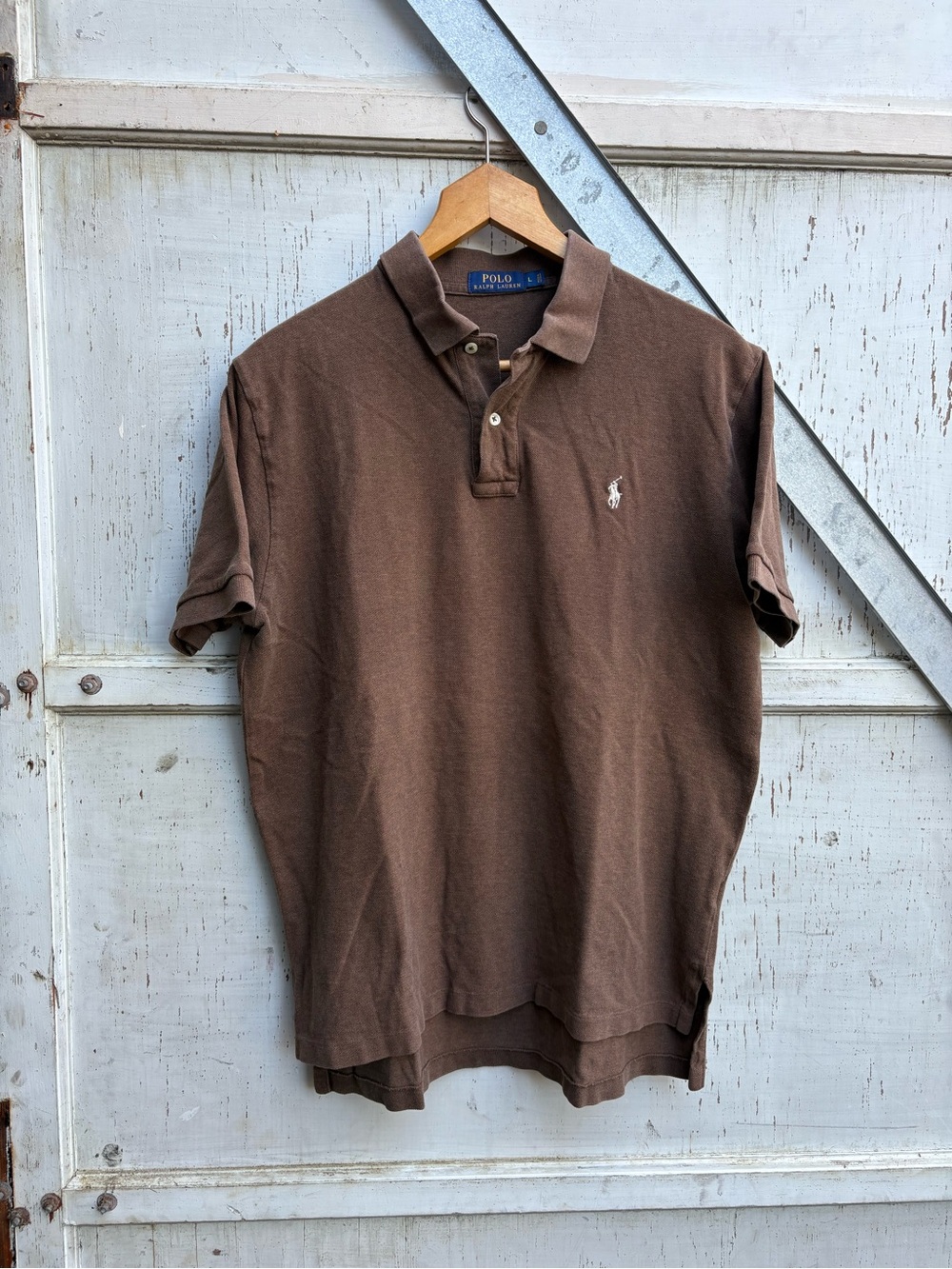 Polo Ralph Lauren Brown White Men's Short-Sleeve Polo Little Pony Shirt L